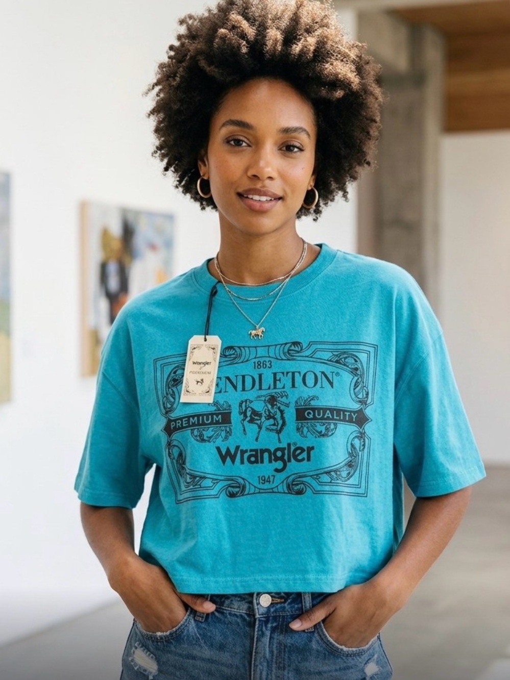 Wrangler Teal Graphic Short Sleeve Tee
